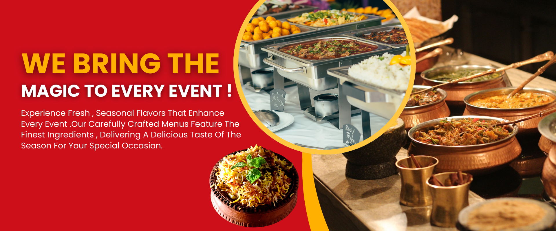 Red Yellow Modern Catering Services Outdoor Banner (1920 x 800 px)